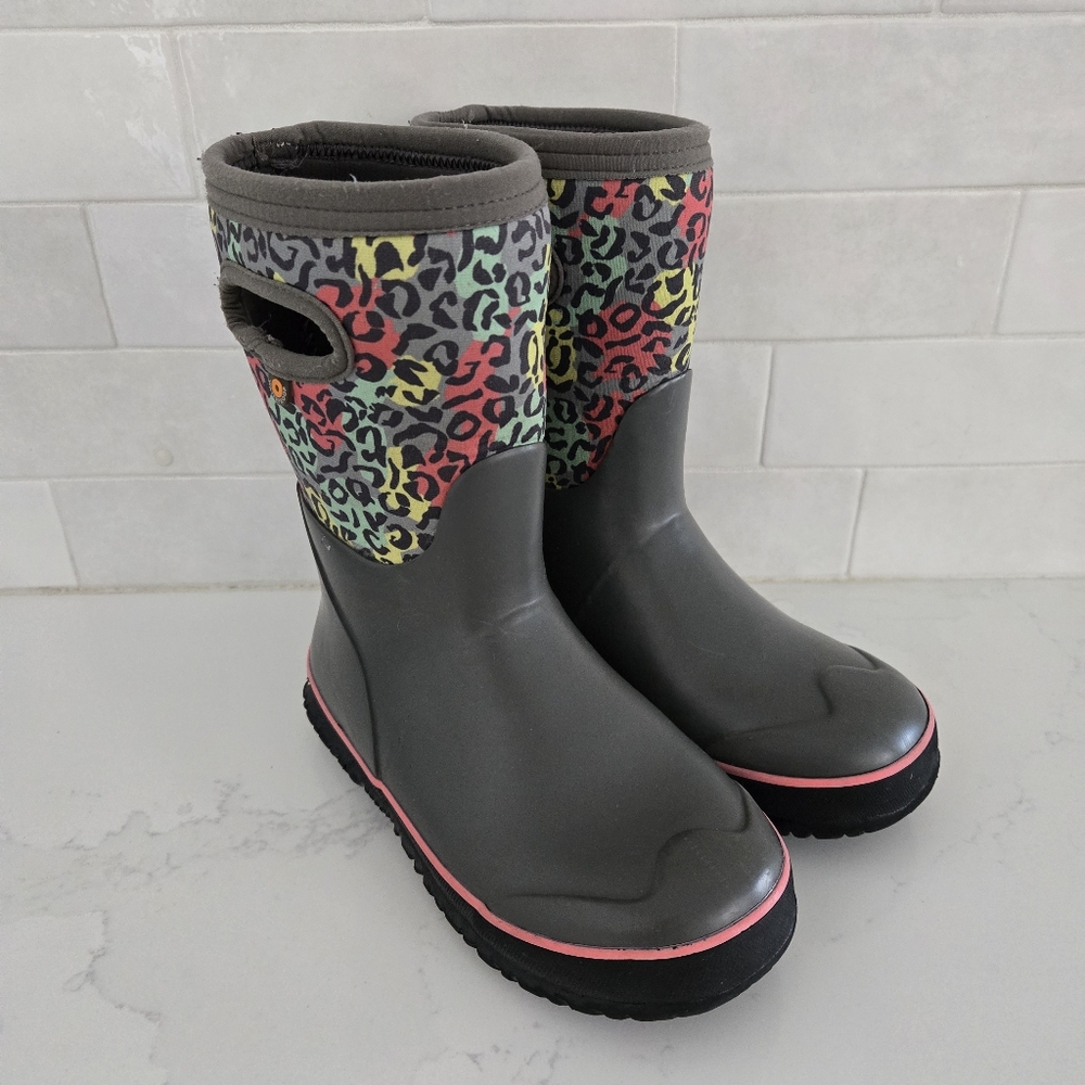 Bogs York Classic High Grasp Handles Waterproof Insulated Snow Boots Leopard 1 - Picture 2 of 7